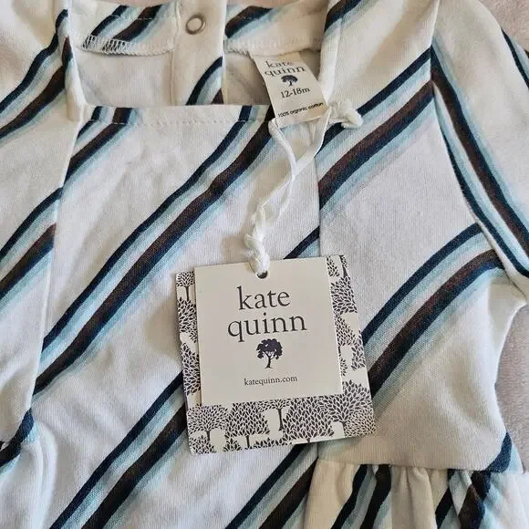 Kate Quinn NWT 12-18m 70 Stripe LS Ballerina Bodysuit  Organic Cotton - Picture 4 of 6
